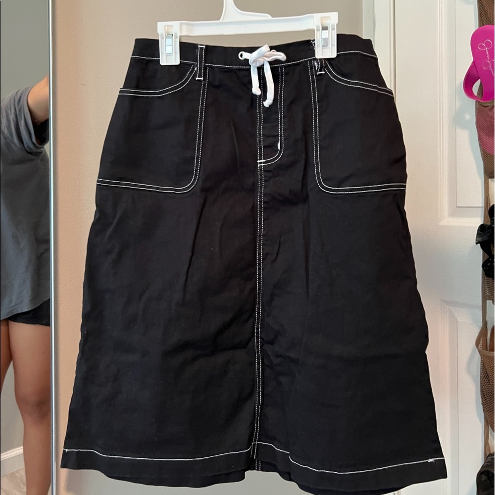Midi black cargo skirt